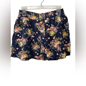 Forever 21 Floral Button-Up Mini Skirt Linen Blend Medium